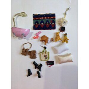 Bratz Doll Accessories Lot Bath Tub Dogs Blow Dryer Boots Bags & More Cute Bundl